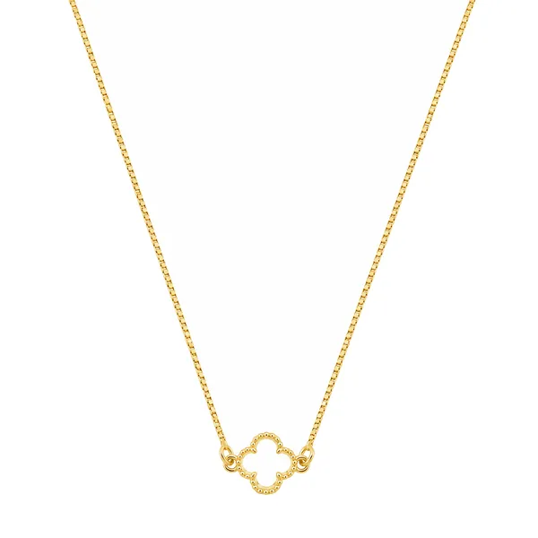 Colar Dourado Trevo em Zircônia Transparente